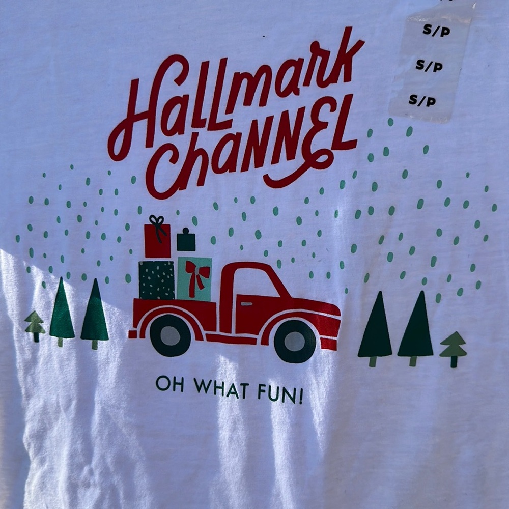 Hallmark Channel Shirt - OH WHAT FUN white short sleeve shirt small nwt